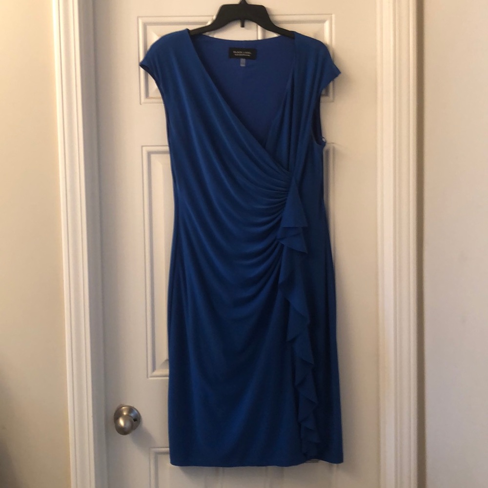 Beautiful blue, sleeveless dress with ruching